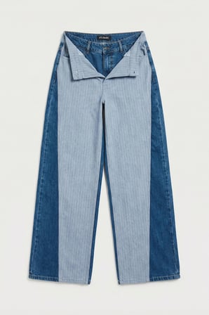 Kadın Kot Rengi Palazzo Fit Çift Kemer Detaylı Özel Tasarım Denim Jean