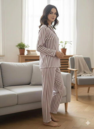 KADIN DÜĞMELİ PİJAMA TAKIMI