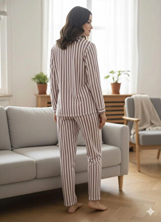 KADIN DÜĞMELİ PİJAMA TAKIMI