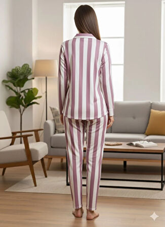 KADIN DÜĞMELİ PİJAMA TAKIMI