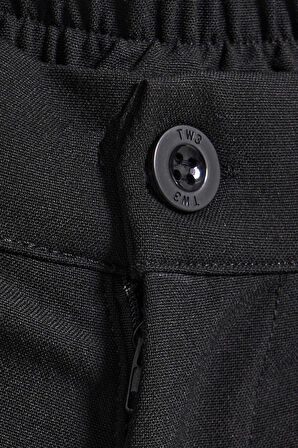 Kadın Siyah Renk Siyah Dantel Detaylı Bol Kesim Özel Tasarım Kumaş Pantolon