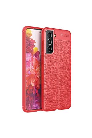Samsung Galaxy S21 FE ile Uyumlu Kılıf Deri Görünümlü Silikon Telefon Kılıfı Kapak