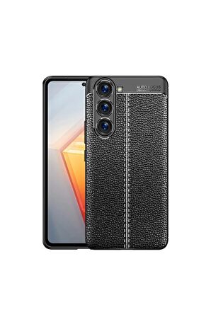 Samsung Galaxy S23 Plus ile Uyumlu Kılıf Deri Görünümlü Silikon Telefon Kılıfı Kapak