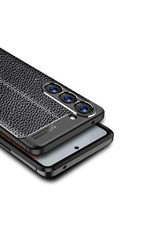 Samsung Galaxy S23 Plus ile Uyumlu Kılıf Deri Görünümlü Silikon Telefon Kılıfı Kapak