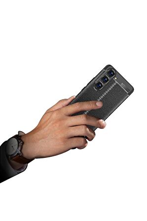 Samsung Galaxy S23 Plus ile Uyumlu Kılıf Deri Görünümlü Silikon Telefon Kılıfı Kapak