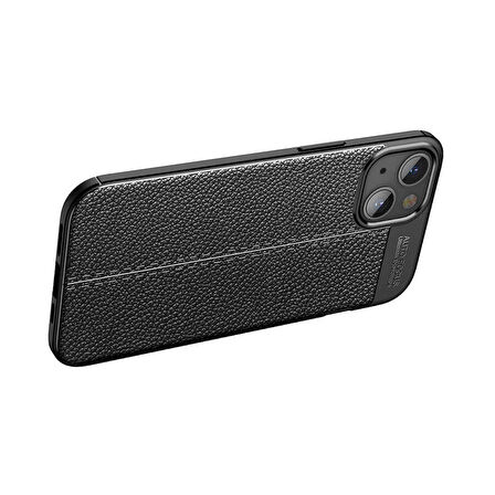 Apple iPhone 14 Plus ile Uyumlu Kılıf Deri Görünümlü Silikon Telefon Kılıfı Kapak