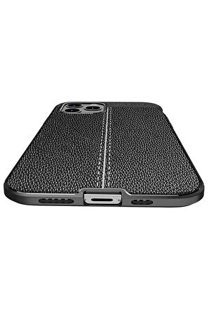 Apple iPhone 12 Pro Max ile Uyumlu Kılıf Deri Görünümlü Silikon Telefon Kılıfı Kapak