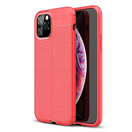 Apple iPhone 11 Pro Max ile Uyumlu Kılıf Deri Görünümlü Silikon Telefon Kılıfı Kapak