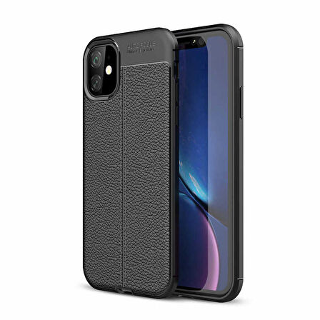 Apple iPhone 11 ile Uyumlu Kılıf Deri Görünümlü Silikon Telefon Kılıfı Kapak