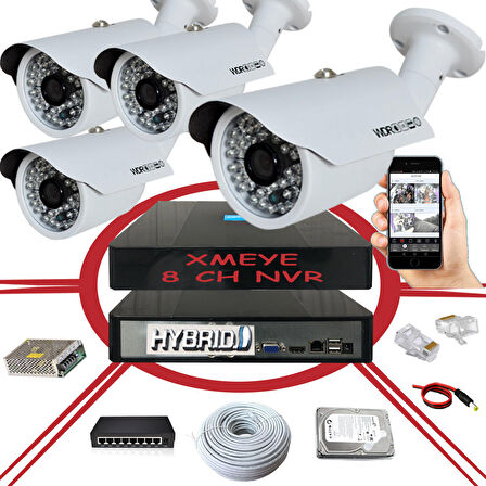 BS 748IP 6 Megapiksel 2590x1940 IP Kamera Güvenlik Kamerası Seti 4'lü