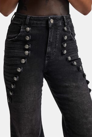 Kadın Siyah Flare Fit Özel Tasarım Denim Jean