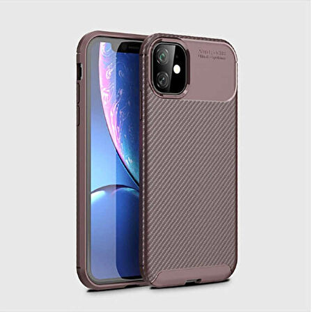 Apple iPhone 11 ile Uyumlu Kılıf Focus Karbon Tasarım Telefon Kılıfı Kapak
