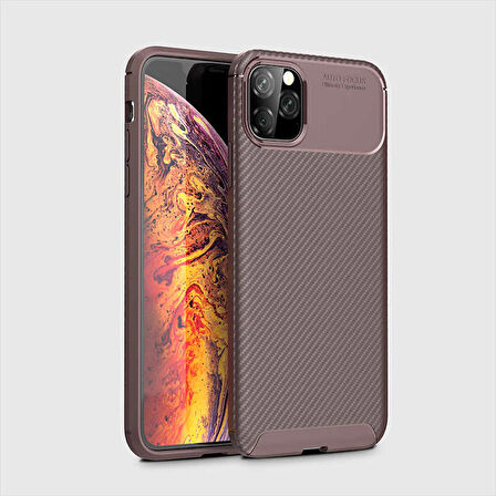 Apple iPhone 11 Pro Max ile Uyumlu Kılıf Focus Karbon Tasarım Telefon Kılıfı Kapak