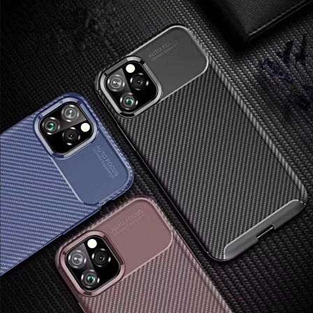 Apple iPhone 11 Pro Max ile Uyumlu Kılıf Focus Karbon Tasarım Telefon Kılıfı Kapak