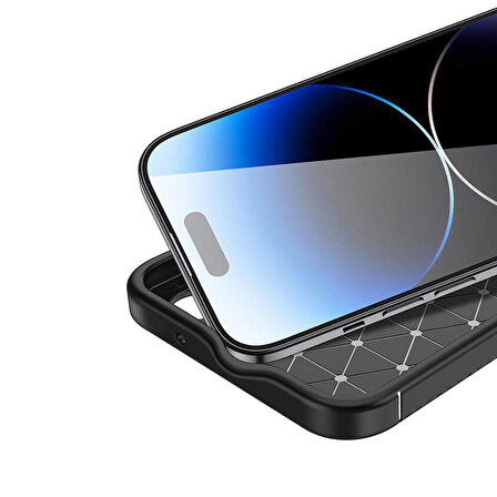 Apple iPhone 15 Pro ile Uyumlu Kılıf Focus Karbon Tasarım Telefon Kılıfı Kapak