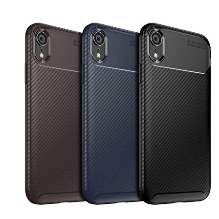 Apple iPhone XR 6.1 ile Uyumlu Kılıf Focus Karbon Tasarım Telefon Kılıfı Kapak
