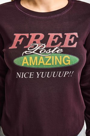 Kadın Kahve Bordo w5 Free Amazing Baskılı Tasarım Sweatshirt