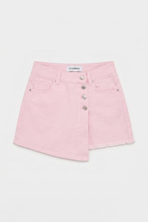 Kadın Pembe 6s6-98 Denim Şort Etek