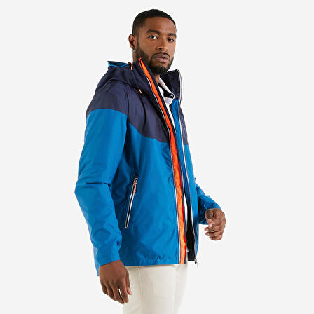 Erkek Yelkenli - İnce Mont - Mavi / Kırmızı - Sailing 100 - 2XL