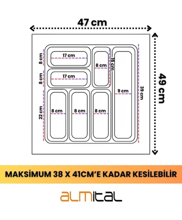 47x49 Kaşıklık ve Kepçelik 2'li Set (Ücretsiz Kesim) 40x41CM ‘E KADAR KESİLEBİLİR