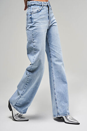 Kadın Snow Kot Rengi 4S5-27 Yüksek Bel %100 Koton Straight Fit Denim Jean