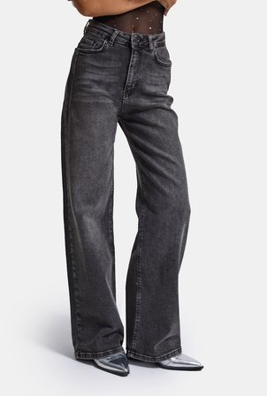 Kadın Füme 4w6-14 Wide Leg Fit Esnek Kumaş Denim Jean