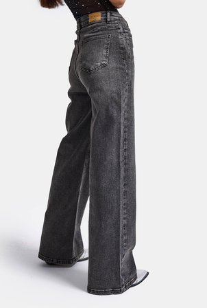 Kadın Füme 4w6-14 Wide Leg Fit Esnek Kumaş Denim Jean