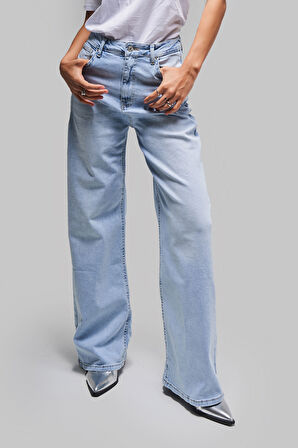 Kadın Ice Kot Rengi 4s5-3 Likralı Esnek Kumaş Büyük Beden Denim Jean
