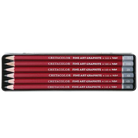 Cretacolor Cleos Fine Art Graphite Pencils Metal Kutu, 6 Pcs. (dereceli Çizim Ve Grafit Kalemi) 160 25