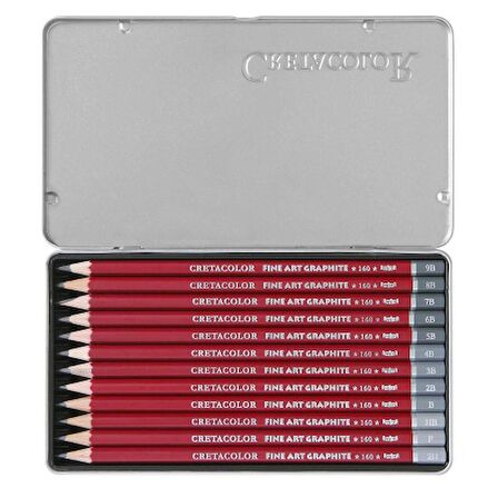 Cretacolor CLEOS Fine Art Graphite Pencils 12'li Dereceli Kalem Seti Metal Kutu / 16052