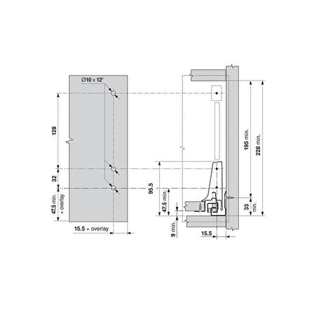 BLUM Z30B000S.04 R+L G 45 TANDEMBOX BORDÜR ARKALIK NİKEL