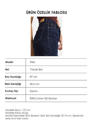 Kadın İndigo Selvedge 7s6-50 Maxi Yandan Yırtmaç Detaylı Tasarım Likralı Kumaş Denim Etek