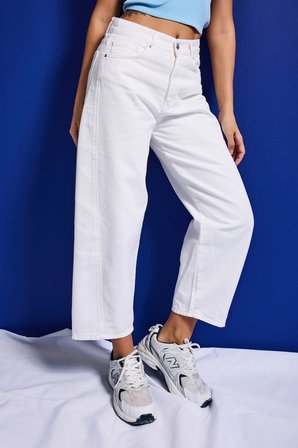 Kadın Kırık Beyaz Venüs 7s6-101 Mid Rise Carrot Fit %100 Koton Denim Jean