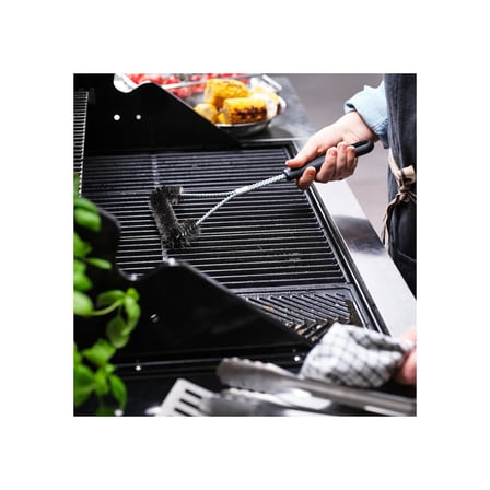 Barbekü-ızgara temizleme fırçası, paslanmaz çelik-siyah, 35 cm