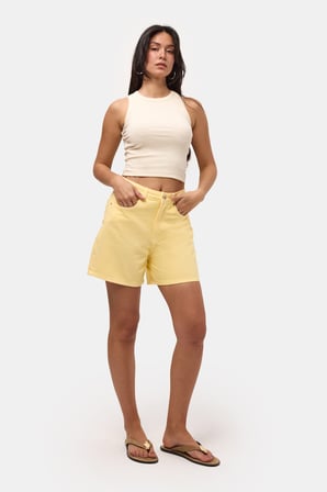 Kadın Light Sarı Diana 6s6-108 Relax Mom Fit Denim Şort