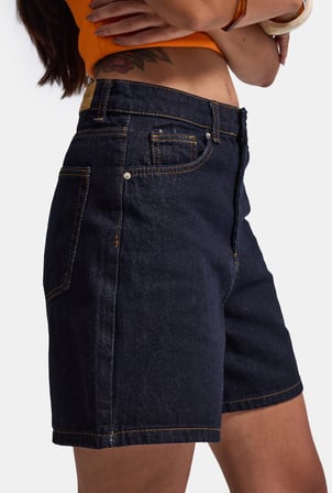 Kadın İndigo Selvedge Diana 7s6-50 Relax Mom Fit Denim Şort