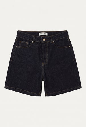 Kadın İndigo Selvedge Diana 7s6-50 Relax Mom Fit Denim Şort