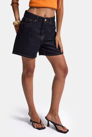 Kadın İndigo Selvedge Diana 7s6-50 Relax Mom Fit Denim Şort
