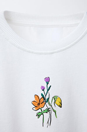 Flower Heaven  Baskılı Kız Çocuk  %100 Pamuk Tişört