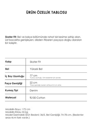 Kadın Koyu Füme Renk Juniper Skater Fit %100 Koton Denim Jean