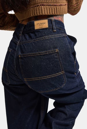 Kadın İndigo Selvedge 7w6-50 Skater Fit Bol Kesim Denim Jean