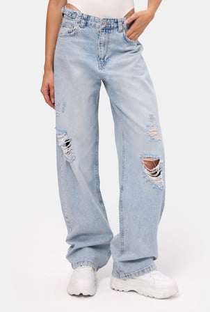 Kadın Ice Lotus 12s6-3 Süper Baggy Fit Denim Jean