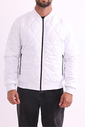 Erkek Kolej Yaka Su Ve Rüzgar Geçirmez Kapitone Desenli Elyaflı Mont | M