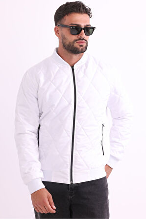 Erkek Kolej Yaka Su Ve Rüzgar Geçirmez Kapitone Desenli Elyaflı Mont | M