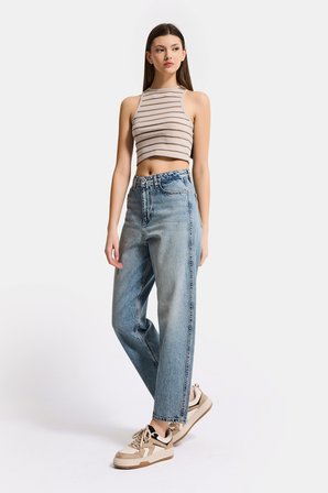 Kadın Kot Rengi 4s6-32 Relax Fit %100 Koton Denim Jean