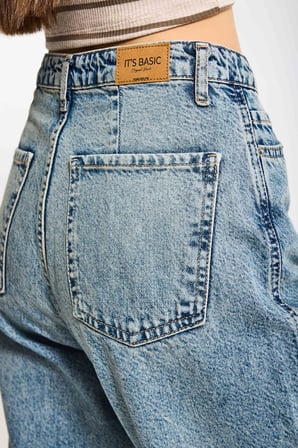 Kadın Kot Rengi 4s6-32 Relax Fit %100 Koton Denim Jean