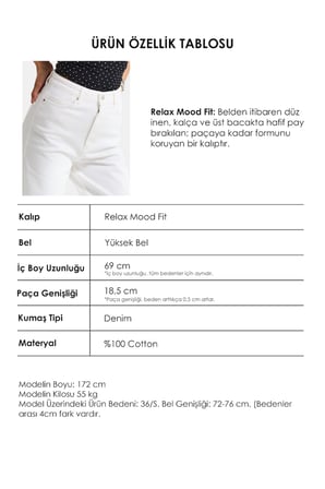 Kadın Kırık Beyaz 7s6-101 Relax Fit Denim Jean