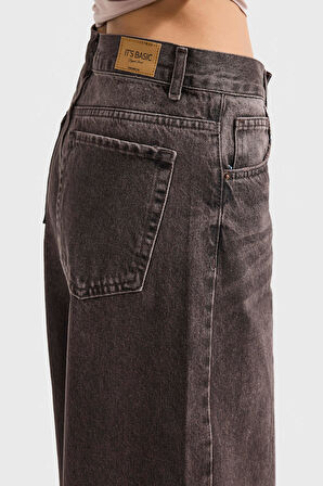 Kadın Koyu Kot Rengi 4w5-156 Palazzo Fit %100 Koton Denim Jean