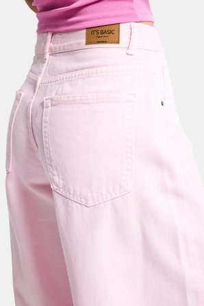 Kadın Açık Pembe Hera 6s6-98 Palazzo Fit Bol Kesim Denim Jean