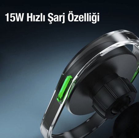 Hızlı şarj destekli kablosuz şarj özellikli araç içi havalandırma telefon tutucu tüm araçlara uyumlu